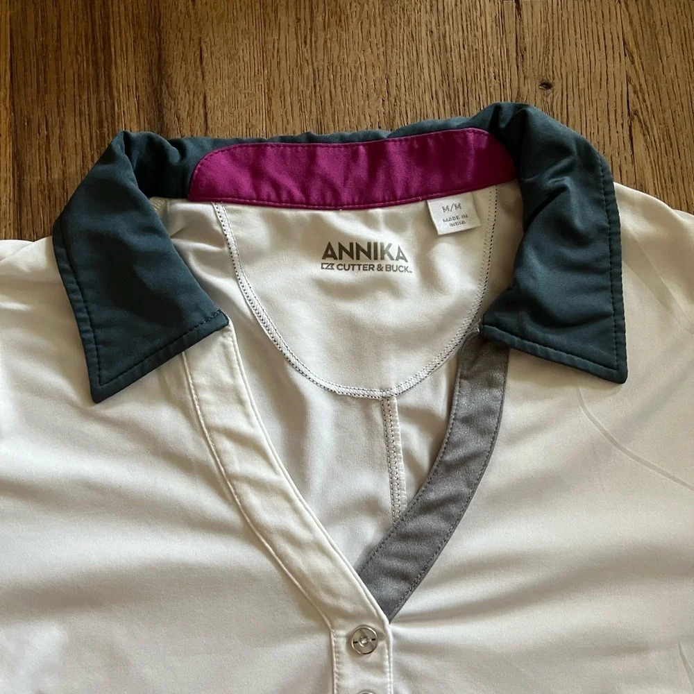 Annika Cutter & Buck Women’s Short Sleeve Golf Shirt size Med - Picture 3 of 5
